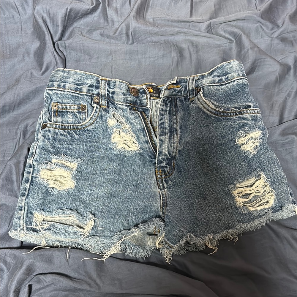 Route 66 Blue Jean Shorts High-Waisted Distressed
